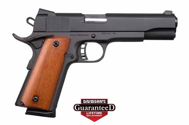Picture of  Rock Island 51431 Rock Standard FS 45 Acp Caliber With 5" Barrel, 8+1 Capacity, Overall Black Parkerized Finish Steel, Beavertail Frame, Serrated Slide & Black Rubber Grip