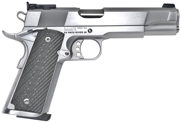 Picture of  Rock River Arms Ps2400 Ps2400 Limited Match 45 Acp 7+1 5" Stainless National Match Barrel, Brushed Chrome Steel Serrated Slide, Brushed Chrome Steel Frame W/Beavertail, Black G10 Grip, Ambidextrous 842834111794