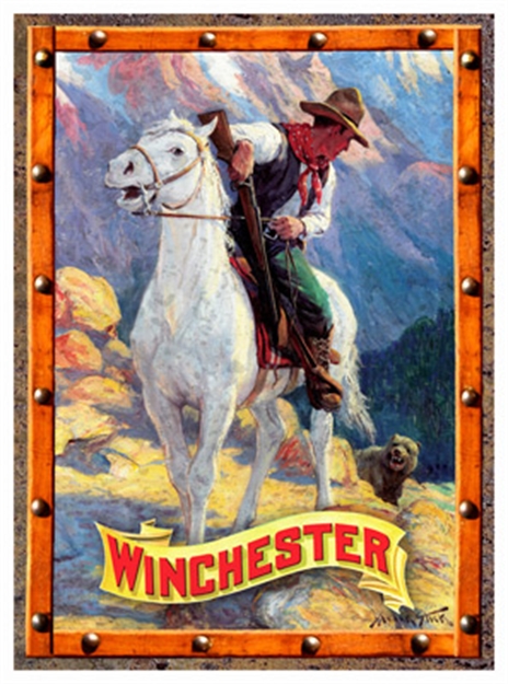 Picture of Rockin' W Brand Brand Winchester Cowboy And Bear Sign