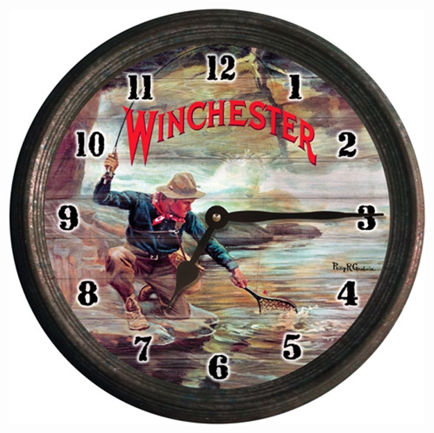 Picture of Rockin' W Brand Brand Winchester Fisherman BY Stream Wall Clock
