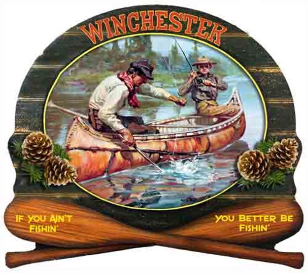 Picture of Rockin' W Brand Brand Winchester "Fishermen IN Canoe" 15"X14"
