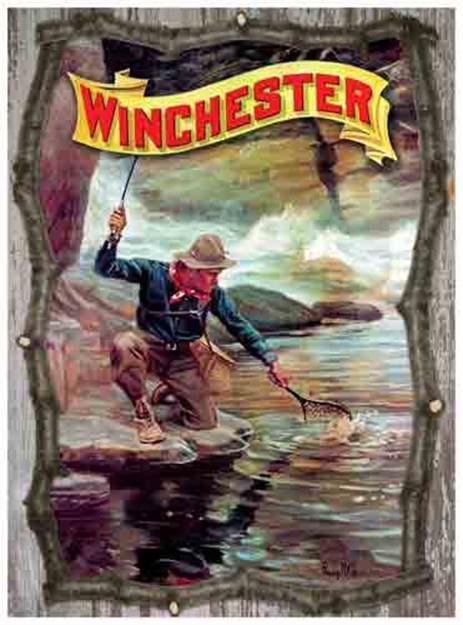 Picture of Rockin' W Brand Brand Winchester "Fishermen/Stream" Twig Sign
