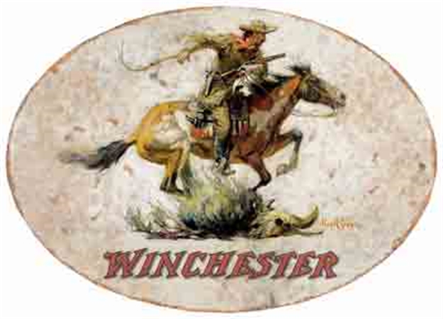 Picture of Rockin' W Brand Brand Winchester Horse & Rider Sign-Oval 18"X11