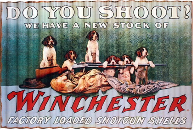 Picture of Rockin' W Brand Brand Winchester Sign "Do You Shoot?" Corrugated Vrt
