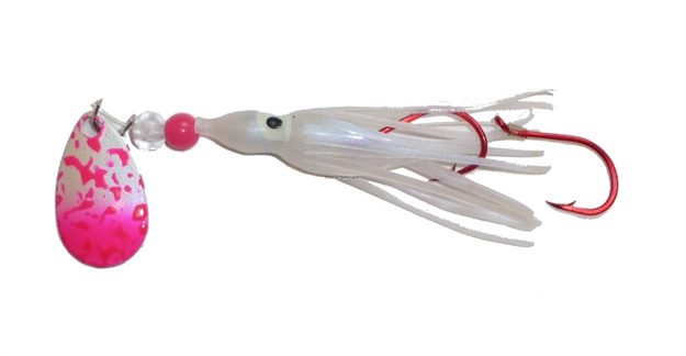 Picture of Rocky Mountain Rigged Super Squid, 1.5", Radical Glow Beads, 2 Red Hooks, UV Pearl