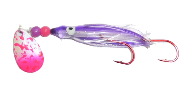Picture of Rocky Mountain Rigged Super Squid, 1.5", Radical Glow Beads, 2 Red Hooks, UV Purple