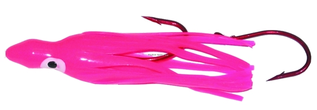 Picture of Rocky Mountain Signature Rigged Squid, 1.5", 2 Red Hooks, Double Glow Pink