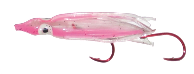 Picture of Rocky Mountain Signature Rigged Squid, 1.5", 2 Red Hooks, UV Pink Haze