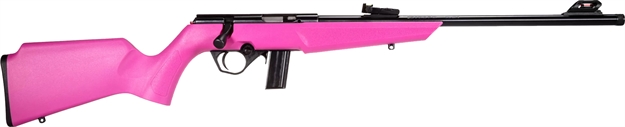 Picture of Rossi  Rb22  Compact 22 LR 10+1, 16" Matte Black Button Rifled Free Floating Steel Barrel, Matte Black Stainless Steel Receiver, Pink Monte Carlo Stock, Right Hand RB22L1611P 754908321605