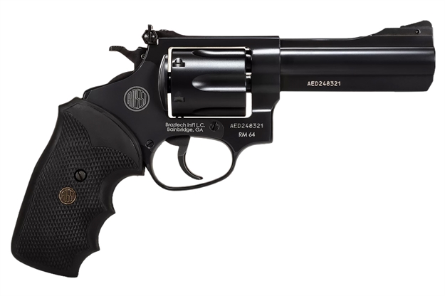 Picture of Rossi 2Rm641 Rm64  Medium Frame 357 Mag 6 Shot, 4" Black Steel Barrel, Cylinder & Frame, Black Textured Rubber Grip, Hammer Block Safety 2-RM641 725327633587