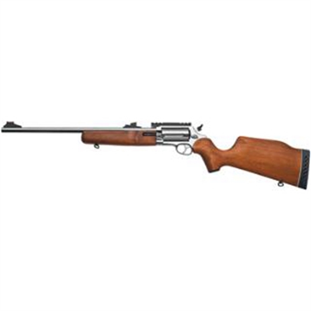 Picture of  Rossi Scj4510ss Circuit Judge  45 Colt (Lc) Caliber OR 410 Gauge With 5Rd Capacity, 18.50" Barrel, Polished Stainless Metal Finish & Hardwood Monte Carlo Stock Right Hand (Full Size)