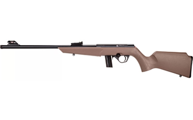 Picture of  Rossi Rb22l1611fde Rb22  Compact 22 LR 10+1, 16" Matte Black Button Rifled Free Floating Steel Barrel, Matte Black Stainless Steel Receiver, Flat Dark Earth Monte Carlo Stock, Right Hand