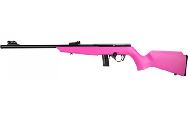 Picture of Rossi  Rb22  Compact 22 LR 10+1, 16" Matte Black Button Rifled Free Floating Steel Barrel, Matte Black Stainless Steel Receiver, Pink Monte Carlo Stock, Right Hand RB22L1611P