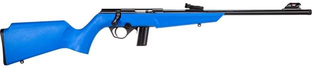 Picture of Rossi  Rb22  Compact 22 LR 10+1, 16" Matte Black Button Rifled Free Floating Steel Barrel, Matte Black Stainless Steel Receiver, Blue Monte Carlo Stock, Right Hand RB22L1611BL 754908321407