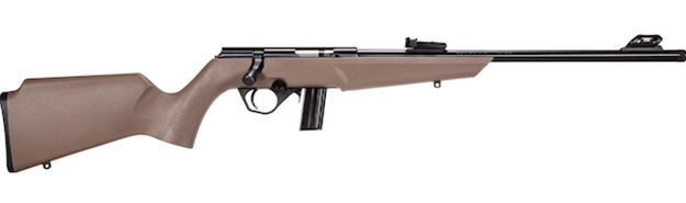 Picture of  Rossi Rb22l1611fde Rb22  Compact 22 LR 10+1, 16" Matte Black Button Rifled Free Floating Steel Barrel, Matte Black Stainless Steel Receiver, Flat Dark Earth Monte Carlo Stock, Right Hand