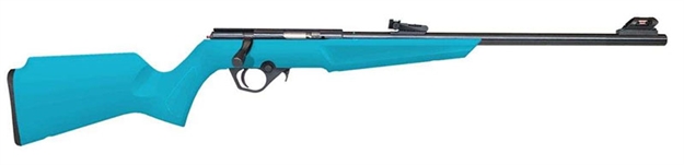 Picture of Rossi  Rb22  Compact 22 LR 10+1, 16" Matte Black Button Rifled Free Floating Steel Barrel, Matte Black Stainless Steel Receiver, Cyan Monte Carlo Stock, Right Hand RB22L1611C