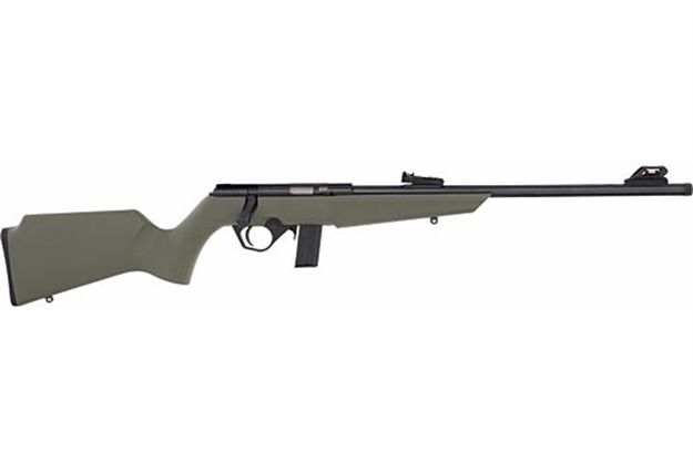 Picture of Rossi  Rb22  Compact 22 LR 10+1, 16" Matte Black Button Rifled Free Floating Steel Barrel, Matte Black Stainless Steel Receiver, OD Green Monte Carlo Stock, Right Hand RB22L1611OD