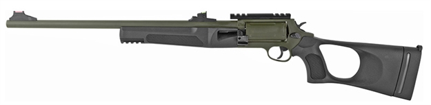 Picture of  Rossi Scjt4510b Circuit Judge  45 Colt (Lc) Caliber OR 410 Gauge With 5Rd Capacity, 18.50" Barrel, Moss Green Cerakote Metal Finish & Black Fixed Thumbhole Stock Right Hand (Full Size) 725327619970