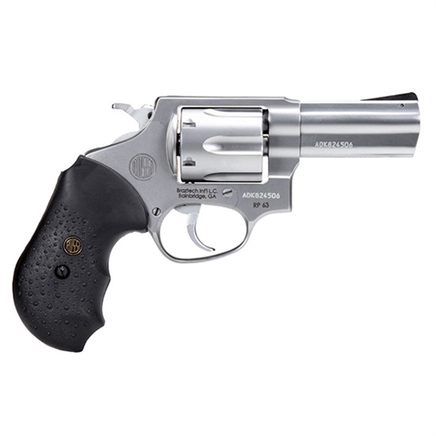 Picture of Rossi 2Rp639 Rp63  Small Frame 357 Mag 6 Shot, 3" Satin Stainless Steel Barrel, Cylinder & Frame, Black Textured Rubber Grip, Hammer Block Safety, Exposed Hammer 2-RP639 725327633631