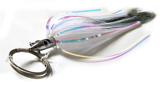 Picture of R&R Large Wahoo Magnet Sr., White/Clear Nylon And Plastic Skirts, Size 10 Single Hook
