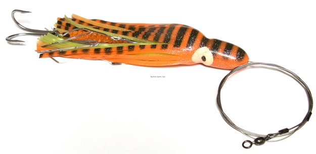 Picture of R&R Rigged Wahoo Magnet Trolling Lure, 9", Double Hook, Orange/Yellow