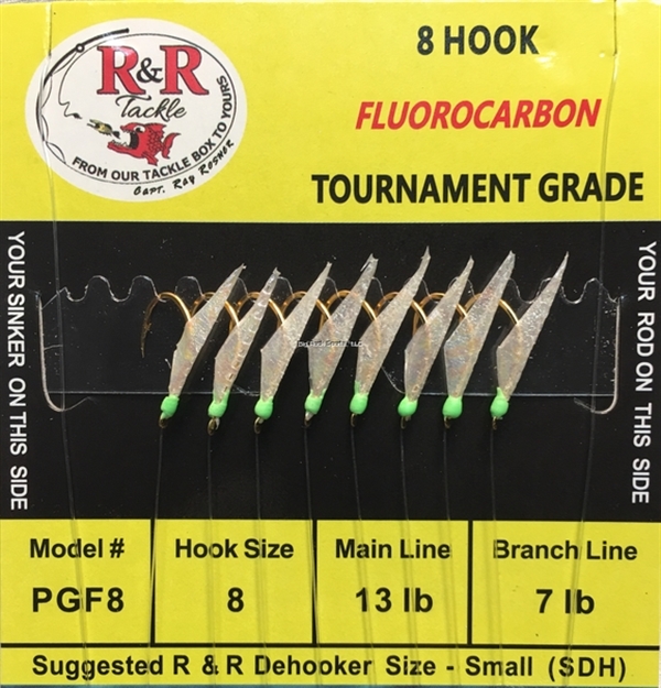 Picture of R&R Sabiki Rig 8Hk Pilchard/Herring Grn W/Grn GL Head Fluorocarbon Pgf8