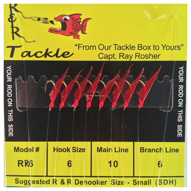 Picture of R&R Sabiki Rig 8Hk Red Pilchard/Menhaden W/Red Head Size #6Hk/10Lb/5Lb Gold HK
