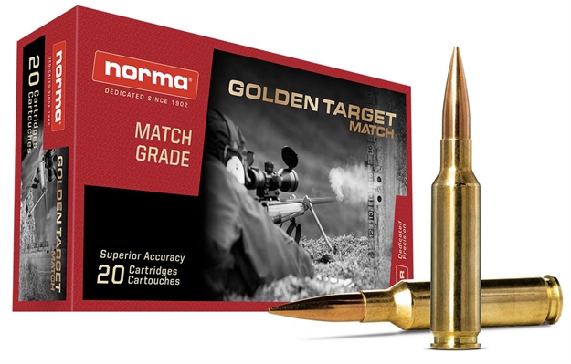Picture of  Norma Ammunition 20174602 Dedicated Precision Golden Target Match 300Normamag 230Gr Hollow Point Boat Tail 20 Per Box/10 Case