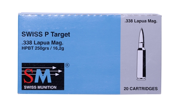 Picture of Ruag Swiss P 361540200 Target  338 Lapua Magnum 250 GR Hollow Point Boat Tail 20 Bx/10 CS