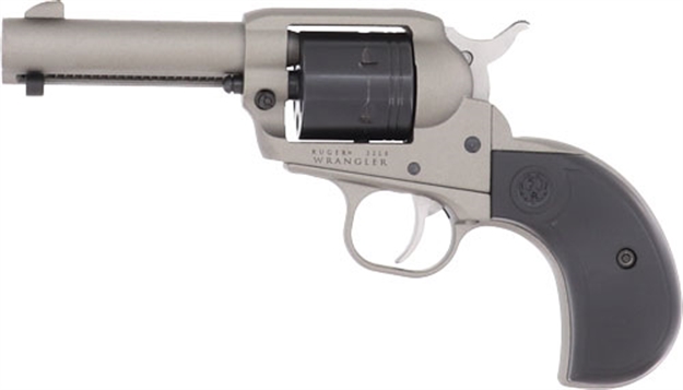 Picture of  Ruger 2016 Wrangler  22 LR 6 Shot 3.75" Silver Cerakote Steel Barrel, Silver Cerakote Aluminum Frame, Black Cerakote Cylinder, Black Birdshead Grip, Exposed Hammer 736676020164
