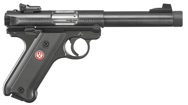 Picture of  Ruger 40178 Mark IV Target Sports South Exclusive 22 LR 10+1 5.50" Blued Threaded Bull Barrel,  Blued Aluminum Frame, Black Checkered Polymer Grip, Right Hand, Two Magazines
