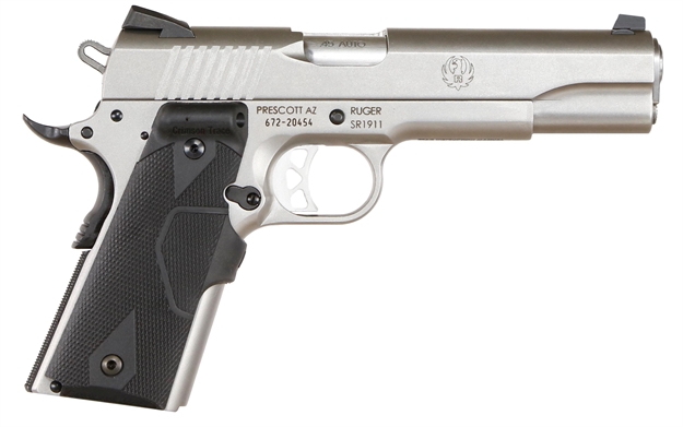 Picture of Ruger 6724 Sr1911 Standard With Crimson Trace Grip Single 45 Automatic Colt Pistol (Acp) 5" 8+1 Black Synthetic/Crimson Trace Laser Grip Stainless Steel