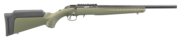 Picture of  Ruger 8336 American Rimfire Sports South Exclusive Full Size 17 Hmr 9+1 18" Satin Blued Steel Threaded Barrel & Alloy Steel Receiver W/Scope Rail, Green Fixed Synthetic Stock, Right Hand 736676083367