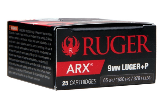 Picture of Ruger Arx Pistol Ammo 9Mm Luger Lead Free 65Gr Self-Defense Brass Case 25Rnds