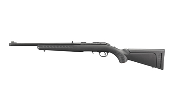 Picture of  Ruger 8312 American Rimfire Full Size 17 Hmr 9+1 18" Satin Blued Threaded Barrel & Alloy Steel Receiver W/Integral Scope Mount, Black Fixed Synthetic Stock, Right Hand 736676083121