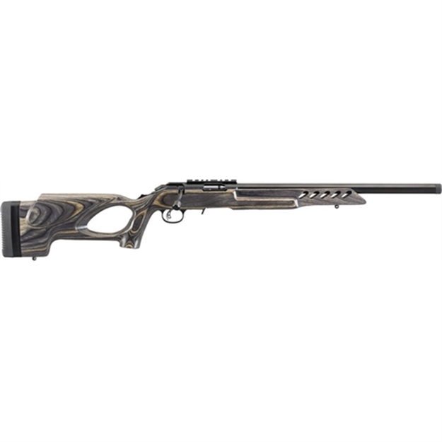 Picture of  Ruger 8360 American Rimfire Target 22 LR 10+1 18" Threaded Bull Barrel, Satin Blued Alloy Steel,  Black Laminate Thumbhole Stock, Accepts All 10/22 Magazines, Optics Ready 736676083602