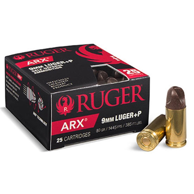 Picture of Ruger Ammo 9Mm 80Gr Arx Self Defense Brass 25/10