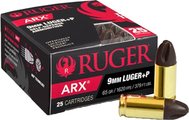 Picture of Ruger Ammo 9Mm Luger +P 65Gr. Arx Copper/Nylon Bullet 25-Pk