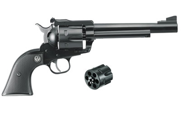 Picture of  Ruger 0318 Blackhawk Convertible 357 Mag/9Mm Luger 6Rd 6.50" Blued Alloy Steel Barrel, Cylinder & Frame, Black Checkered Rubber Grip, Transfer Bar Safety, Exposed Hammer