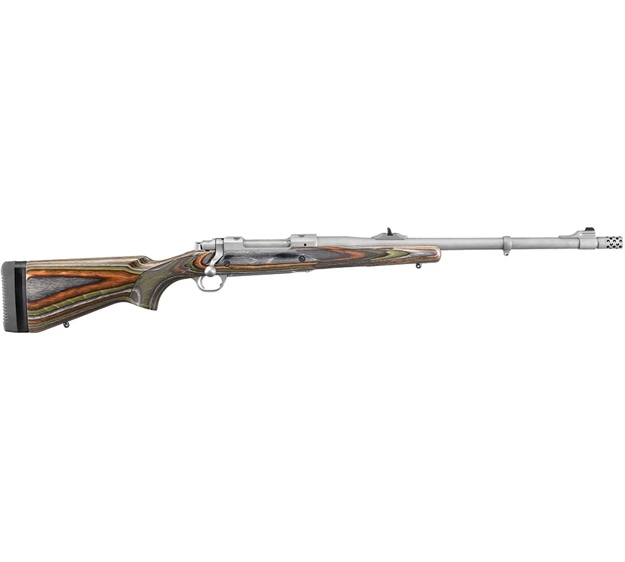 Picture of  Ruger 47130 Hawkeye Guide Gun 416 Ruger 3+1 20" Matte Stainless Threaded Barrel, Receiver W/Integral Scope Mount, Green Mountain Adj Lop Laminate Stock, Right Hand