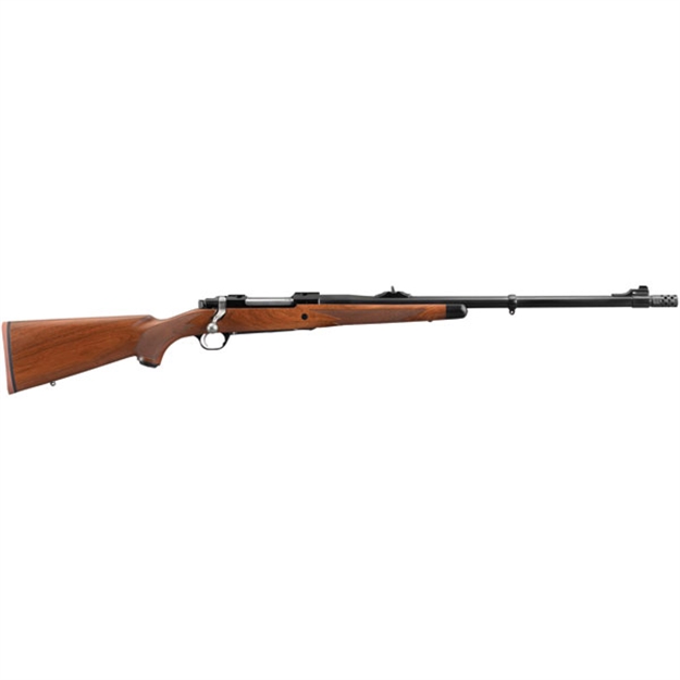 Picture of  Ruger 47120 Hawkeye African Sports South Exclusive Full Size 338 Win Mag 3+1 23" Satin Blued Threaded Barrel, Satin Blued Steel Receiver W/Integral Scope Mount, American Walnut Fixed Stock, Right Hand 736676471201
