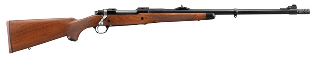 Picture of  Ruger 47119 Hawkeye African Sports South Exclusive Full Size 300 Win Mag 3+1 23" Satin Blued Threaded Barrel, Satin Blued Steel Receiver W/Integral Scope Mount, American Walnut Fixed Stock, Right Hand 736676471195