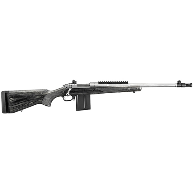 Picture of  Ruger 6822 Scout  308 Win 10+1 18" Matte Stainless Threaded Barrel, Matte Stainless Steel Receiver W/Picatinny Rail, Black Laminate Adj Lop Stock, Right Hand