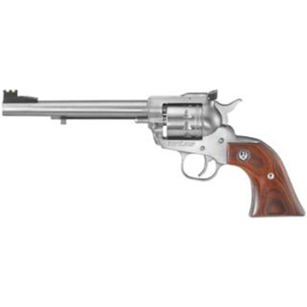 Picture of Ruger Single-Nine Revolver 22 Wmr, 6.5 In, Hardwood Grp, 9 Rnd, Large Satin Stainless Frame, Std Trgr 8150