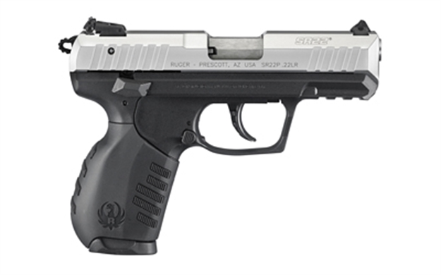 Picture of  Ruger 3607 Sr22  22 LR 10+1 3.50" Satin Stainless Steel Barrel, Silver Anodized Aluminum Serrated Slide, Black Polymer Frame W/Picatinny Rail Frame, Black Polymer Grips