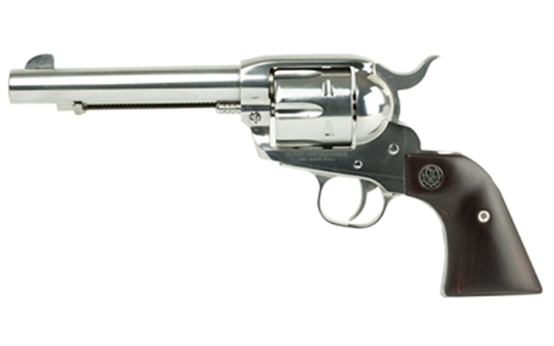 Picture of  Ruger 5108 Vaquero  Medium Frame 357 Mag/38 Special 6Rd 5.50" High Gloss Stainless Steel Barrel, Cylinder & Frame, Hardwood Grip, Transfer Bar Safety, Exposed Hammer