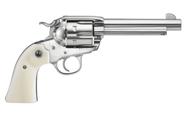 Picture of  Ruger 5129 Vaquero  45 Colt (Long Colt) 6Rd 5.50" High Gloss Barrel, Cylinder & Frame, Simulated Ivory Grip, Transfer Bar Safety, Bisley Style Hammer 736676051298