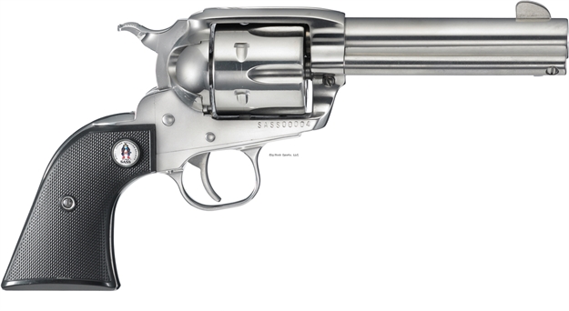 Picture of Ruger Vaquero Sass Revolvers (Pr) 45 Lc, 4.62 In, Checkered Rubber Grp, 6 Rnd, Std High-Gloss S/S Frame, Target Trgr