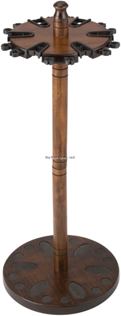 Picture of Rush Creek Round Wood Storage Rack - Dark Stain, Holds 24 Rods