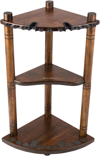 Picture of Rush Creek Wood Corner Storage Rack - Dark Stain, Holds 13 Rods